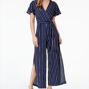 Monteau Blue & White Striped Jumpsuit